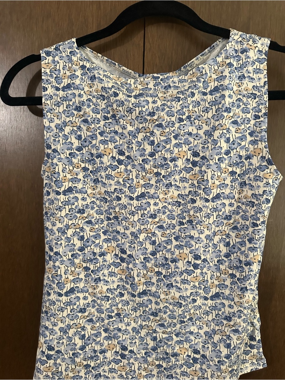 Reformation Dusk Knit Top Dara Blue and Cream Floral Cropped Lightweight Sz S - Picture 6 of 12